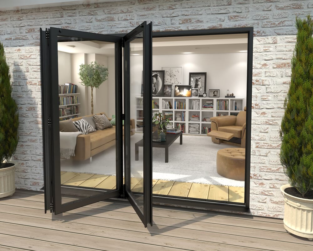 Part Q 2700mm Black Aluminium Bifold Doors - 3 Left