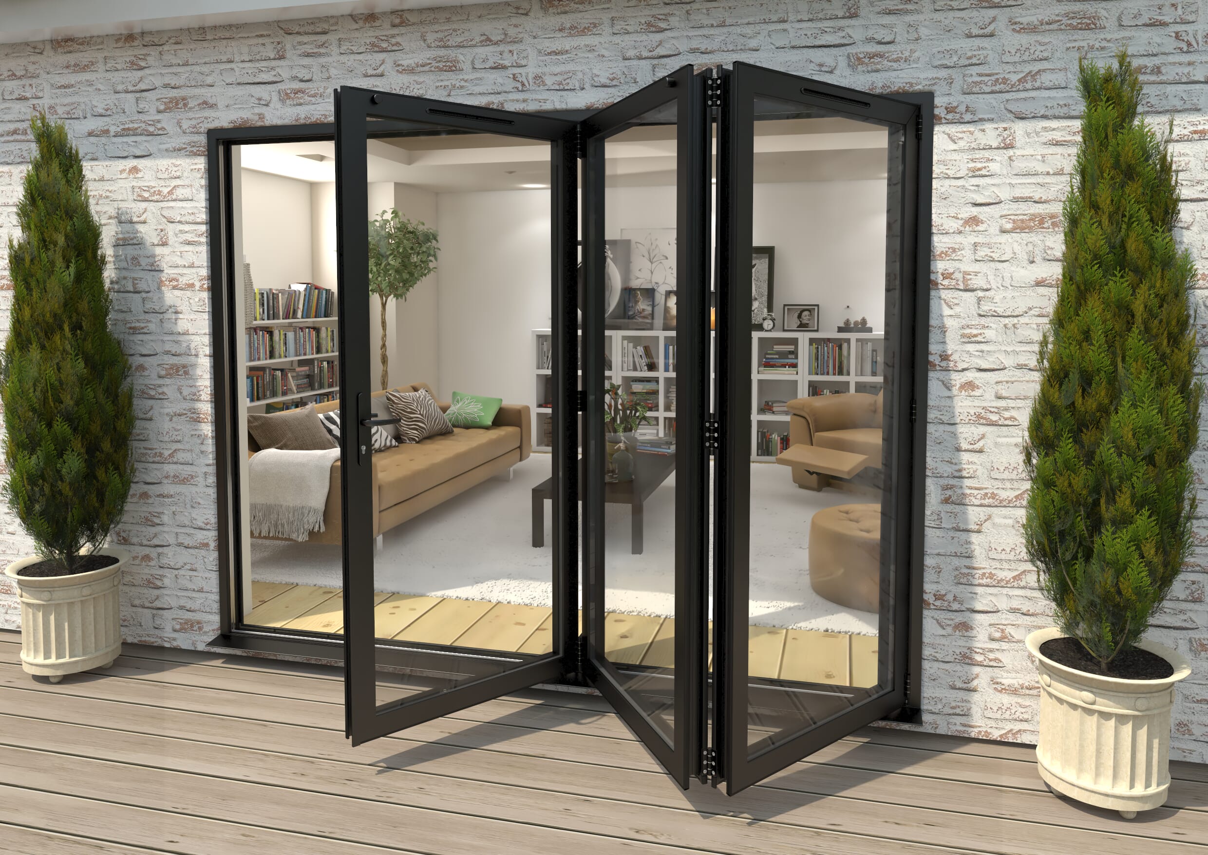 Part Q 2700mm Black Aluminium Bifold Doors - 3 Right