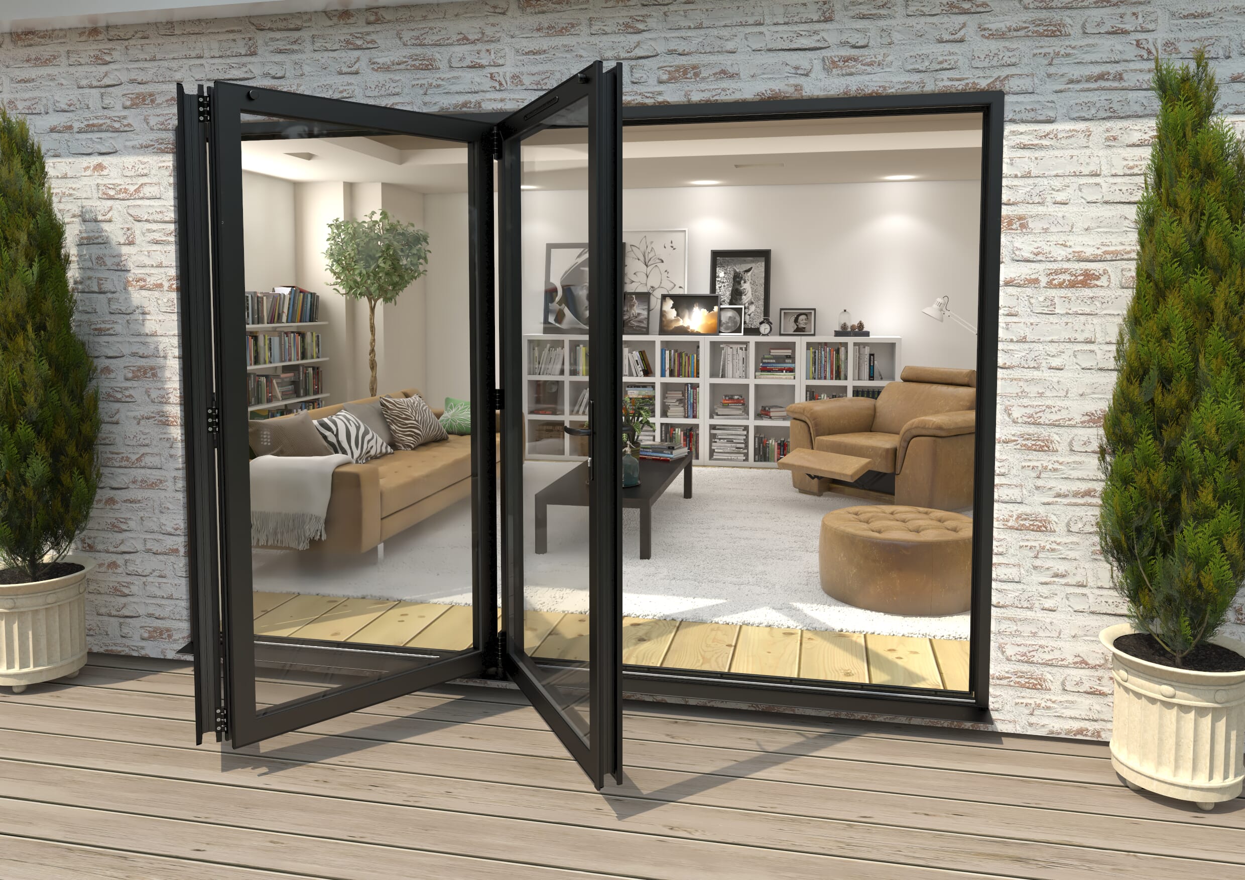 Part Q 3000mm Black Aluminium Bifold Doors - 3 Left