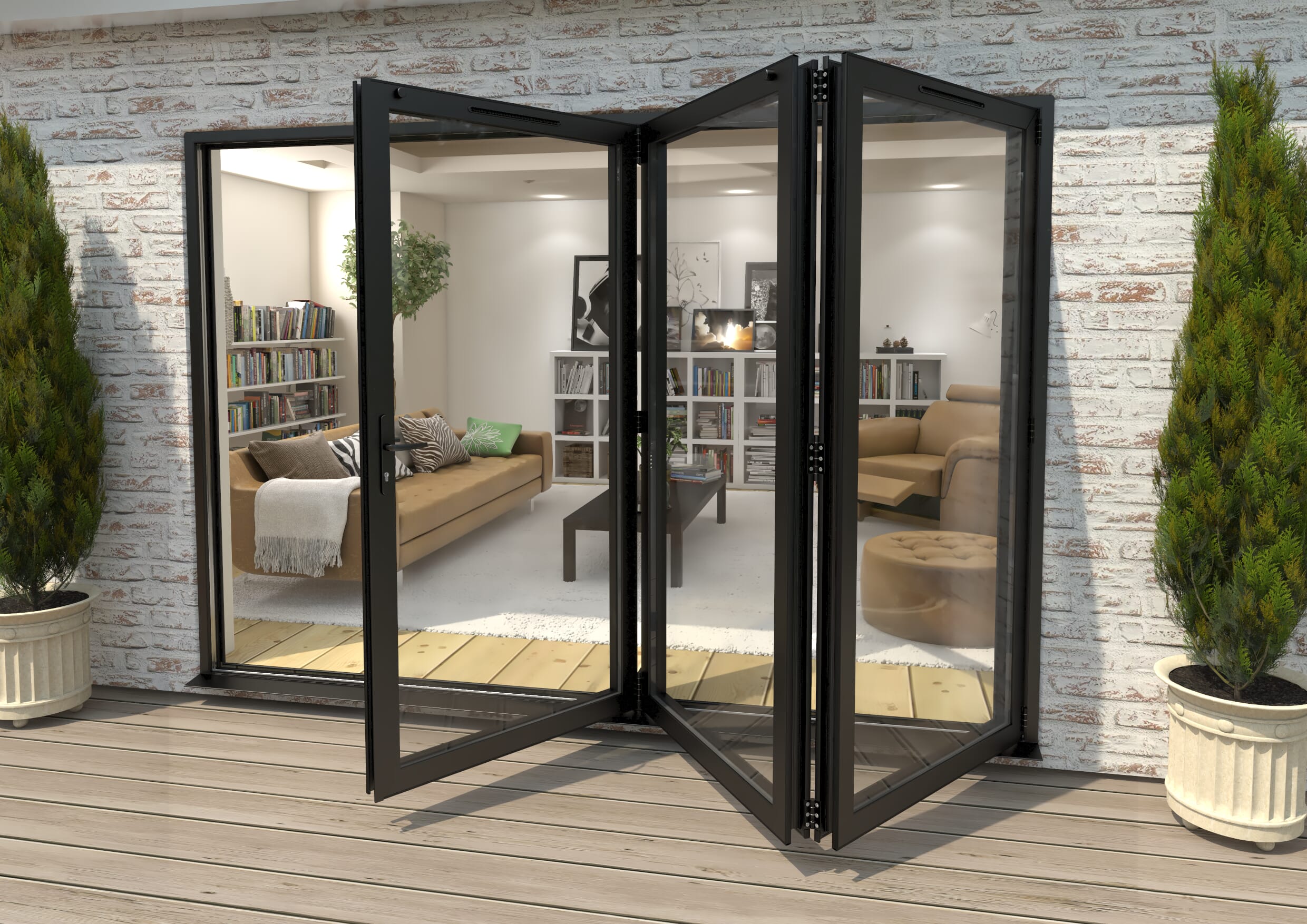 Part Q 3000mm Black Aluminium Bifold Doors - 3 Right