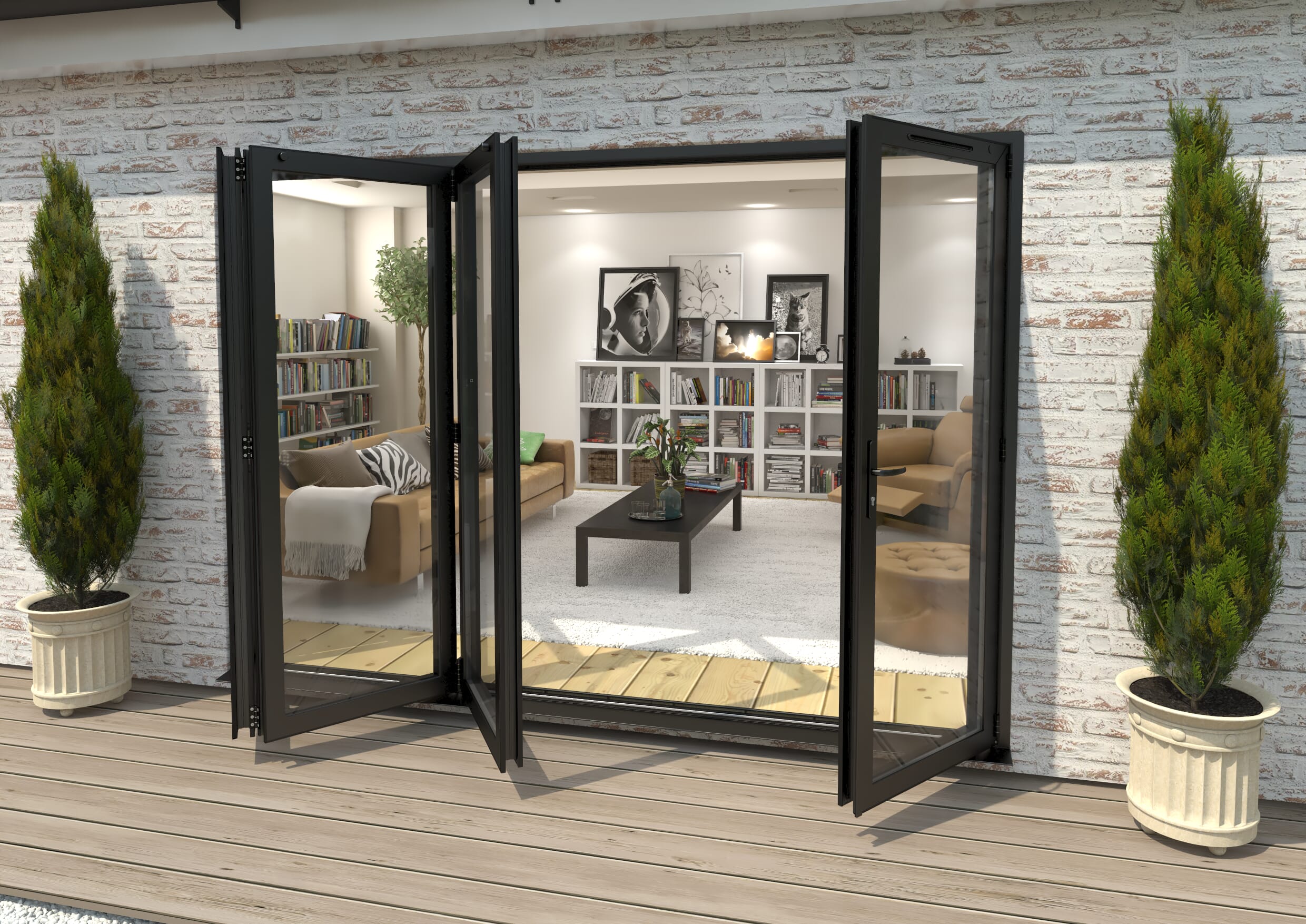 Part Q 3000mm Black Aluminium Bifold Doors - 3 Left 1 Right