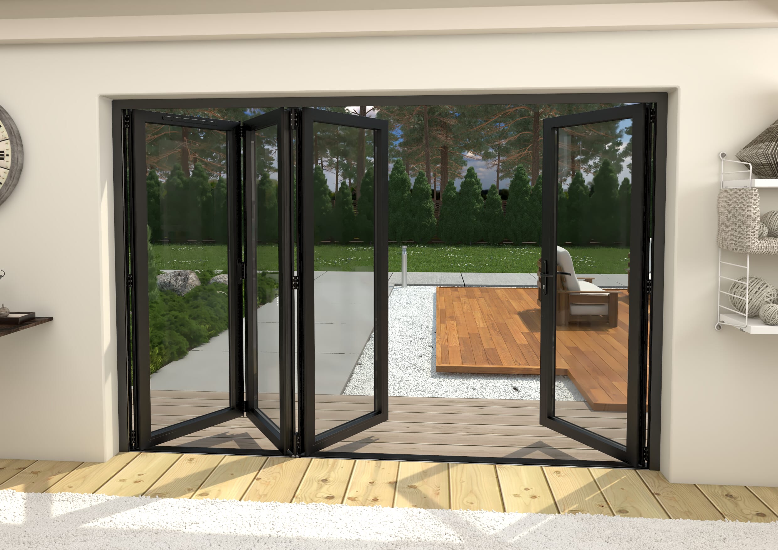 Part Q 3000mm Black Aluminium Bifold Doors - 1 Left 3 Right