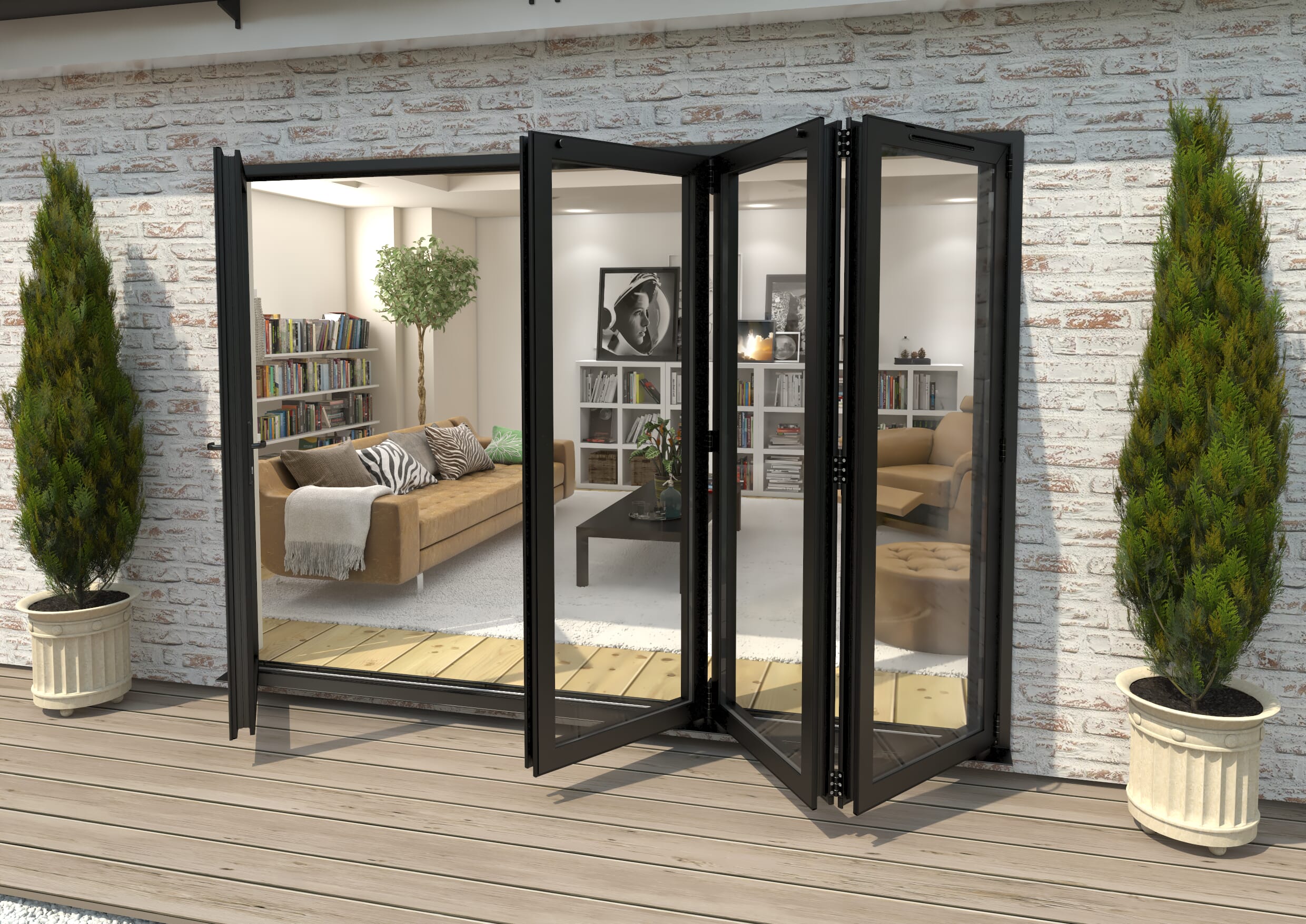 Part Q 3000mm Black Aluminium Bifold Doors - 1 Left 3 Right