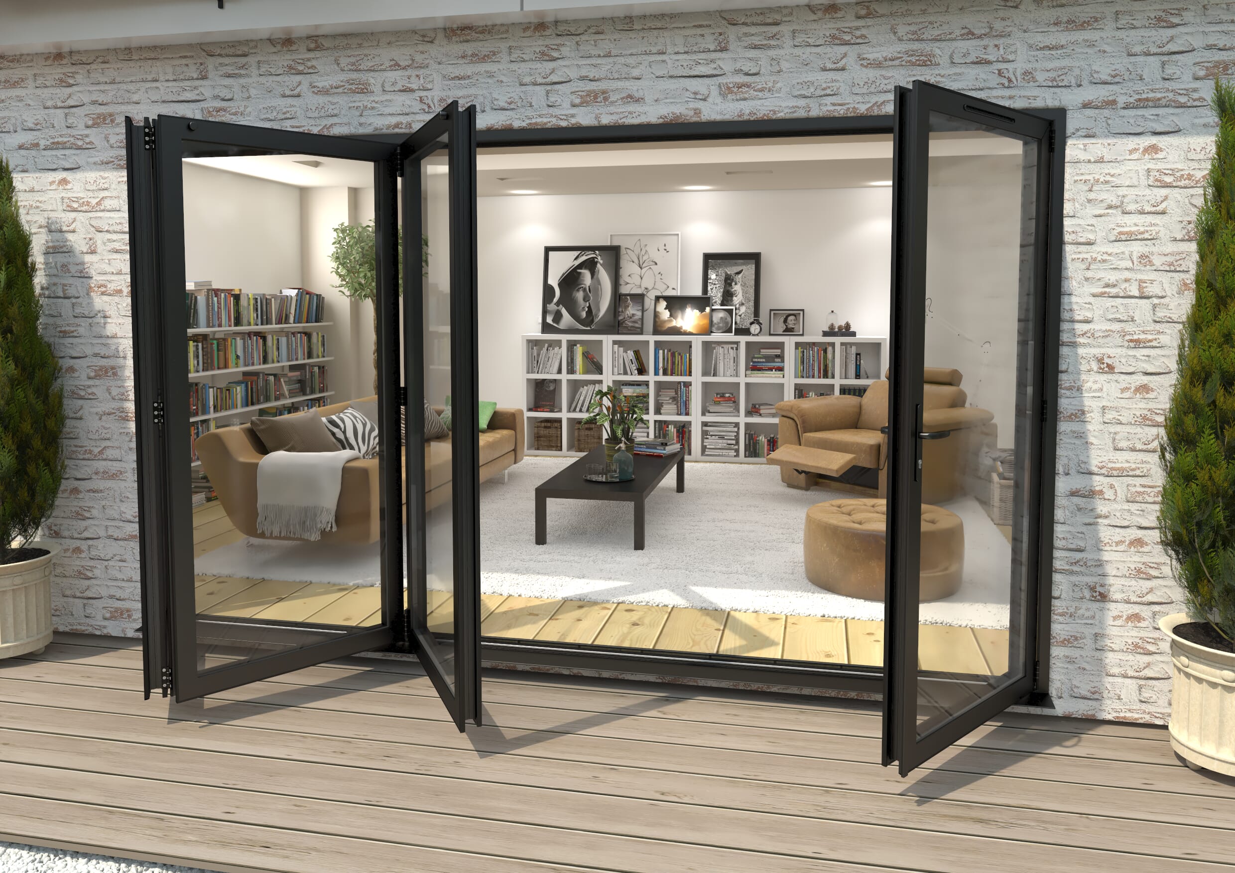 Part Q 3600mm Black Aluminium Bifold Doors - 3 Left 1 Right