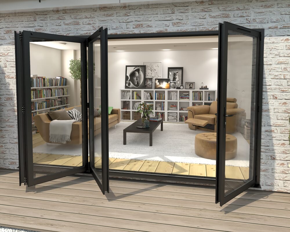Part Q 3600mm Black Aluminium Bifold Doors - 3 Left 1 Right
