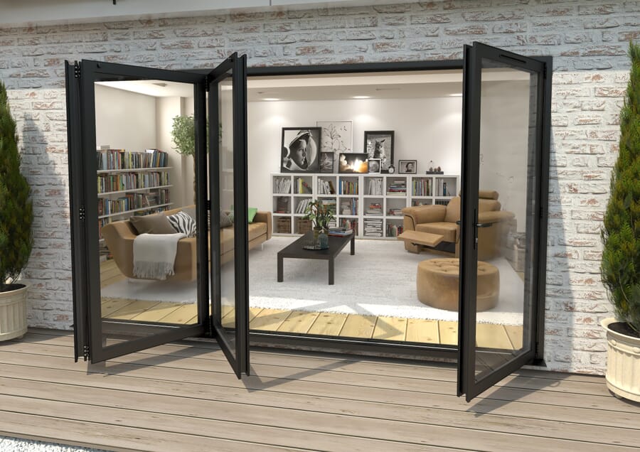 Climadoor Black Aluminium Bi-folding Patio Doors – Part Q Compliant