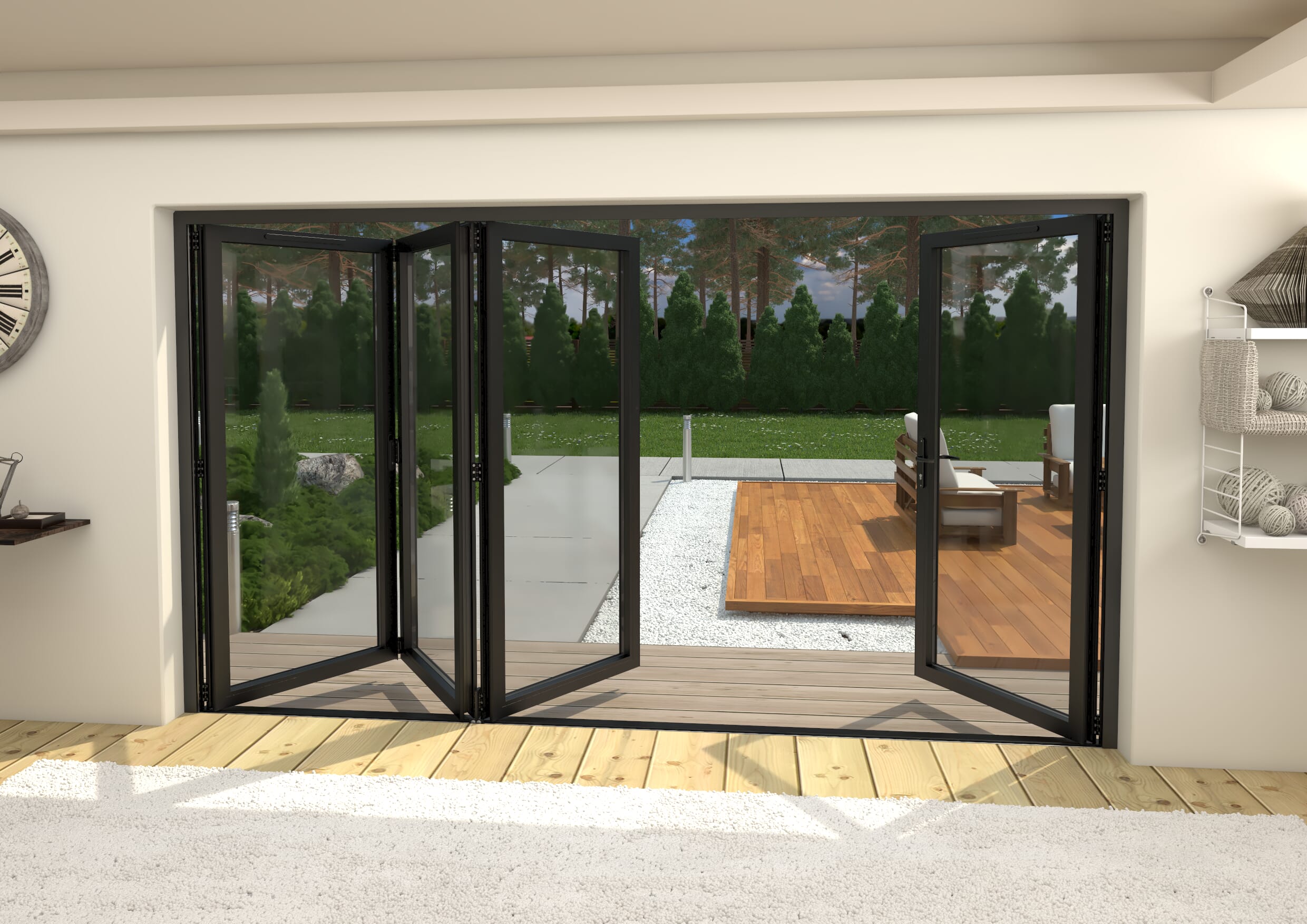 Part Q 3600mm Black Aluminium Bifold Doors - 1 Left 3 Right