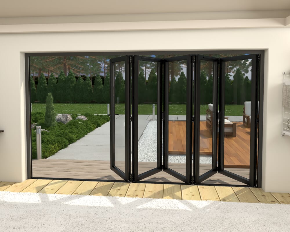 Part Q 3600mm Black Aluminium Bifold Doors - 5 Left