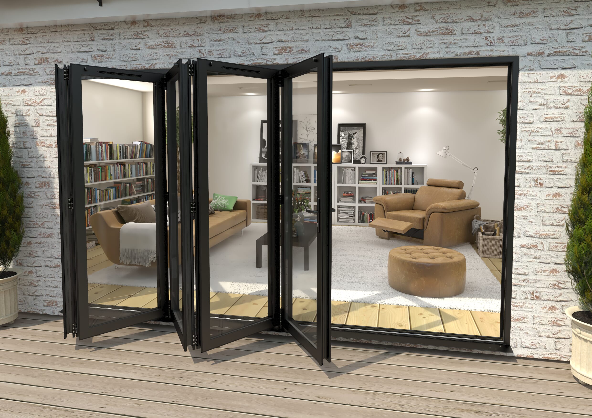 Part Q 3600mm Black Aluminium Bifold Doors - 5 Left