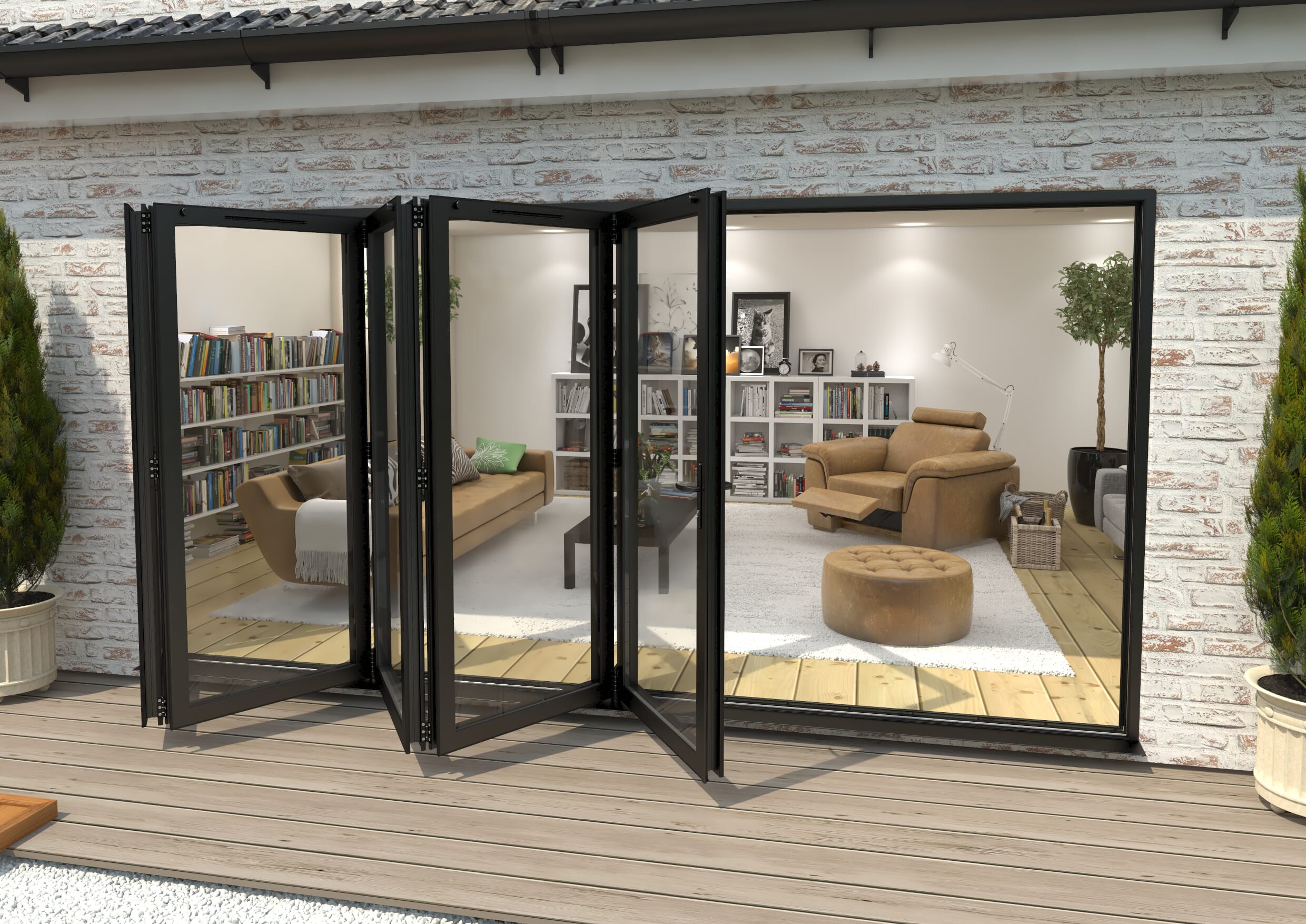 Part Q 4200mm Black Aluminium Bifold Doors - 5 Left