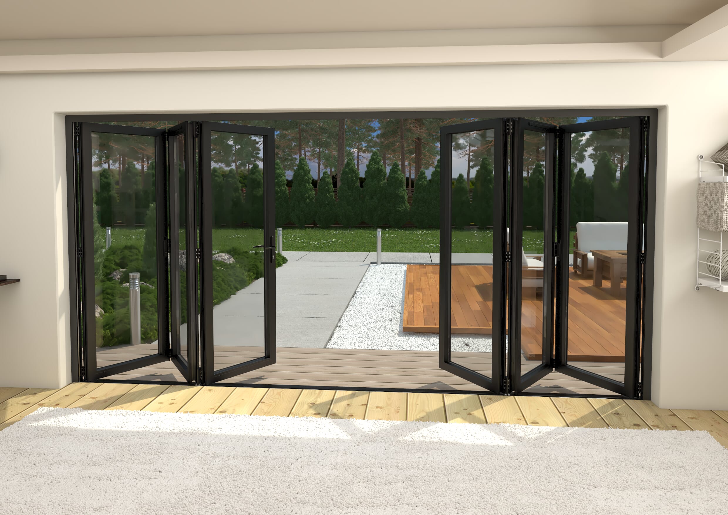 Part Q 4200mm Black Aluminium Bifold Doors - 3 Left 3 Right