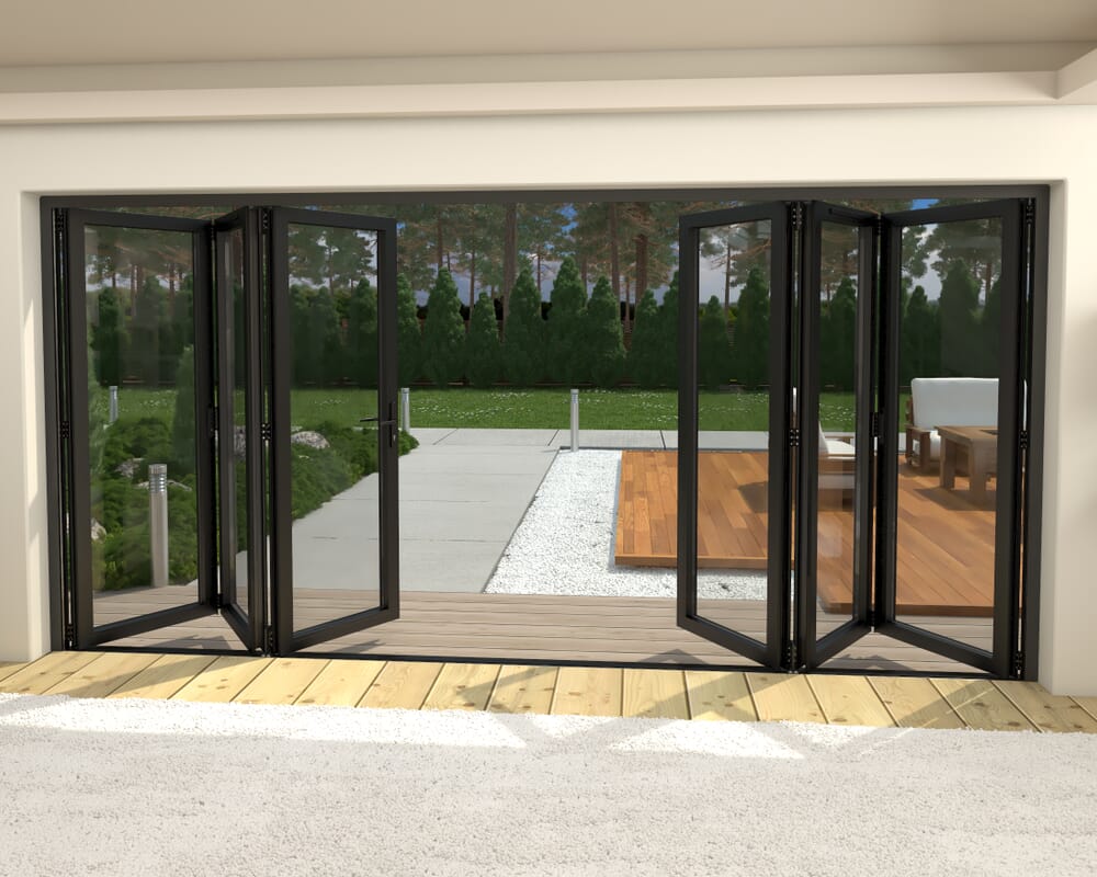 Part Q 4200mm Black Aluminium Bifold Doors - 3 Left 3 Right