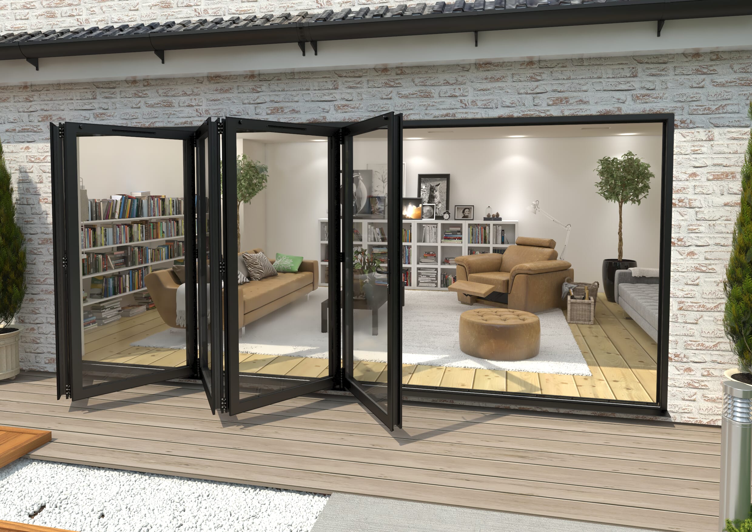 Part Q 4800mm Black Aluminium Bifold Doors - 5 Left