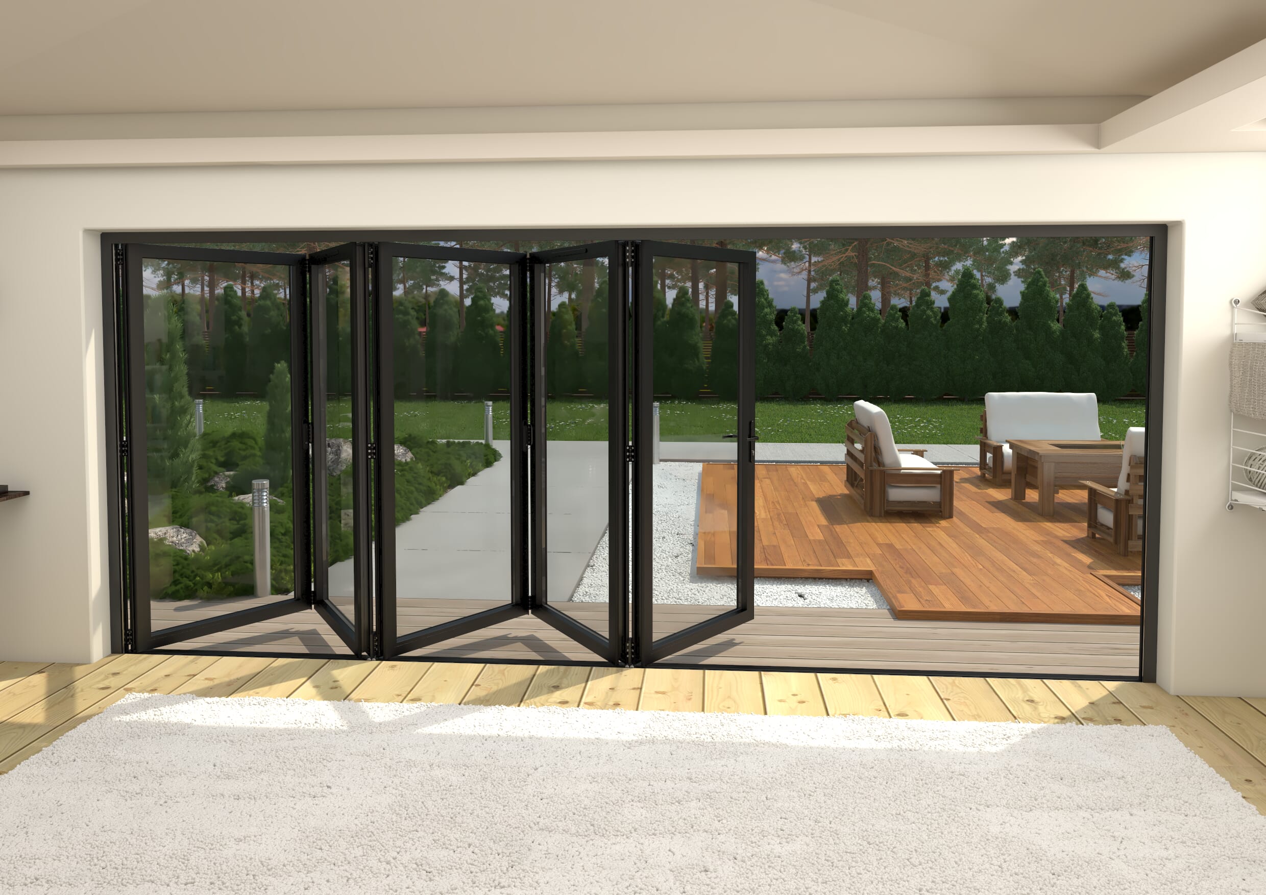 Part Q 4800mm Black Aluminium Bifold Doors - 5 Right