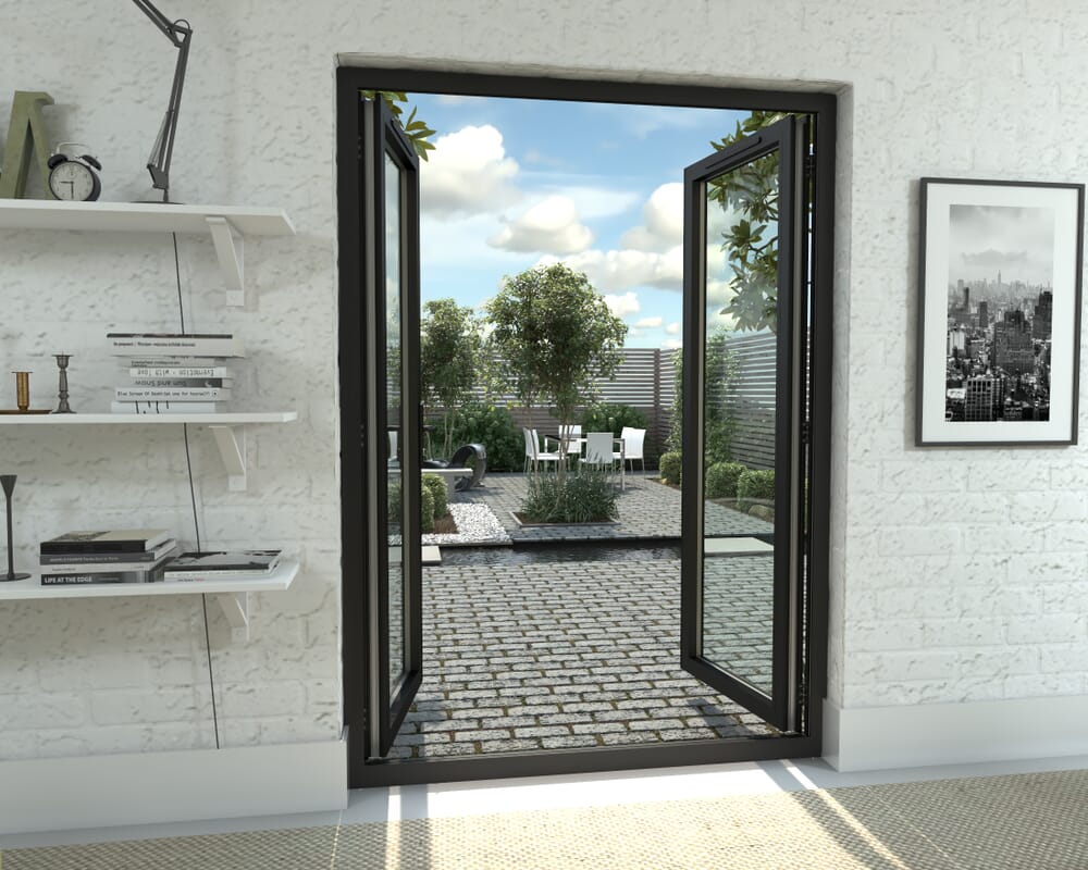 1500mm Open Out Black Aluminium French Doors