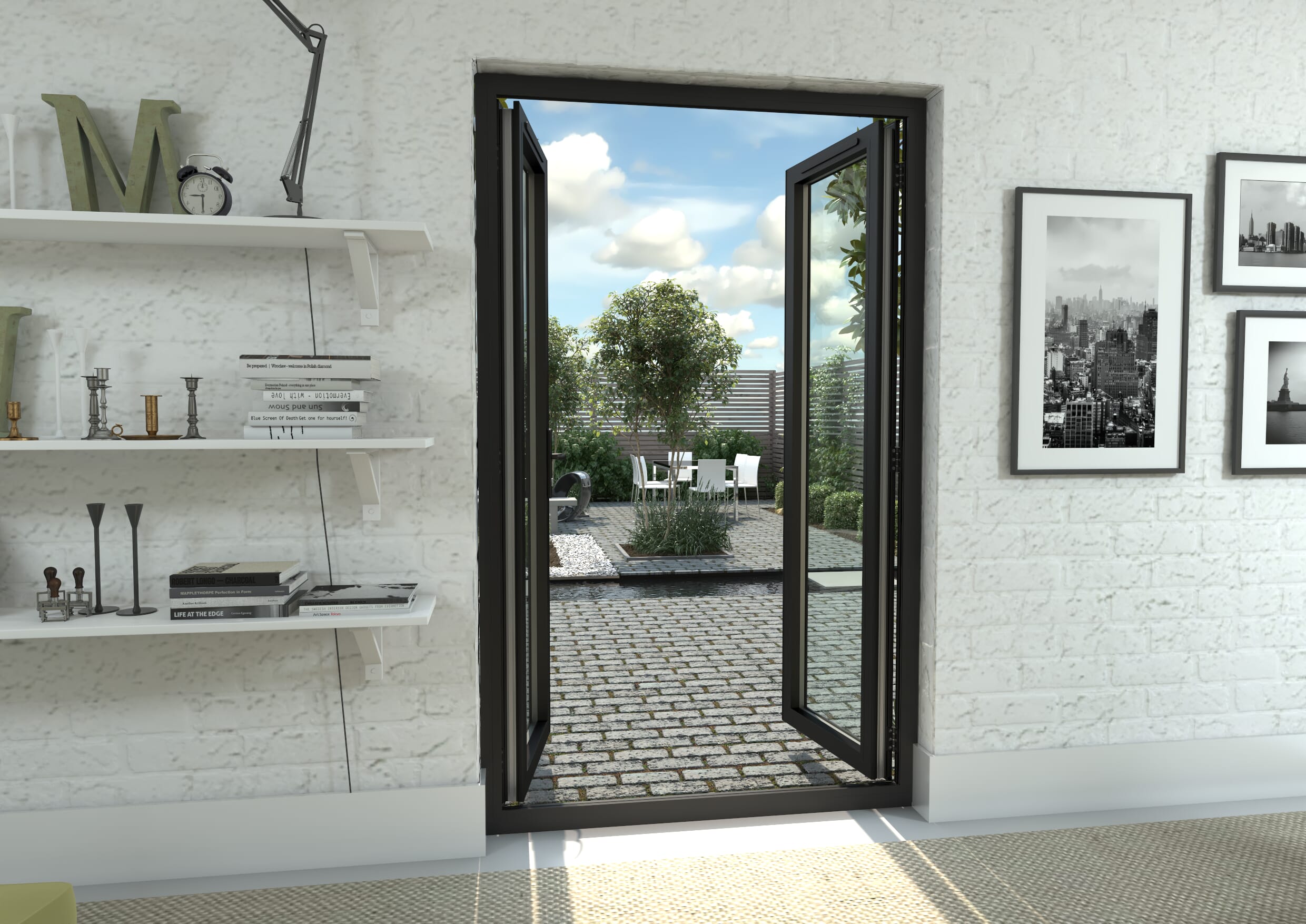1200mm Part Q Compliant Black Aluminium French Doors