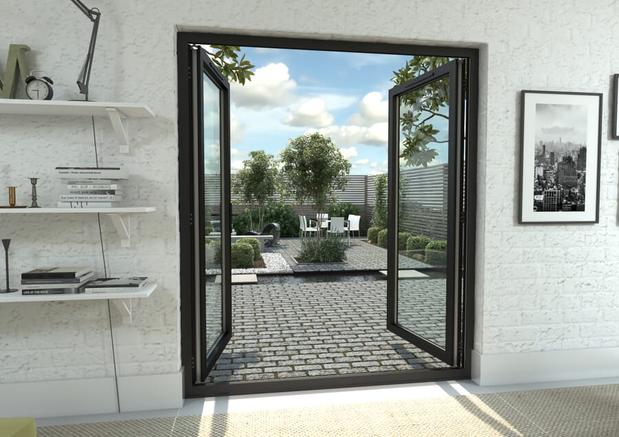 Climadoor Black Aluminium French Doors – Part Q Compliant – 2090mm x 1790mm x 70mm