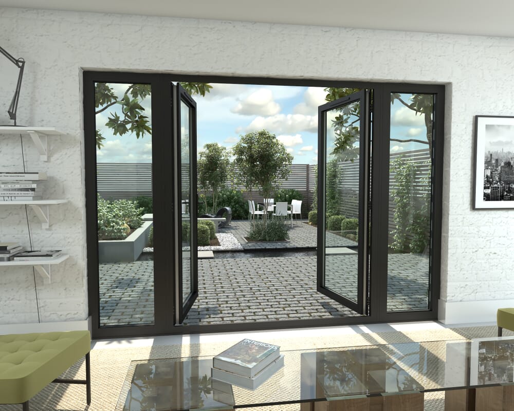 3000mm Part Q Compliant Black Aluminium French Doors (1800mm Doors + 2 x 600mm Sidelights)