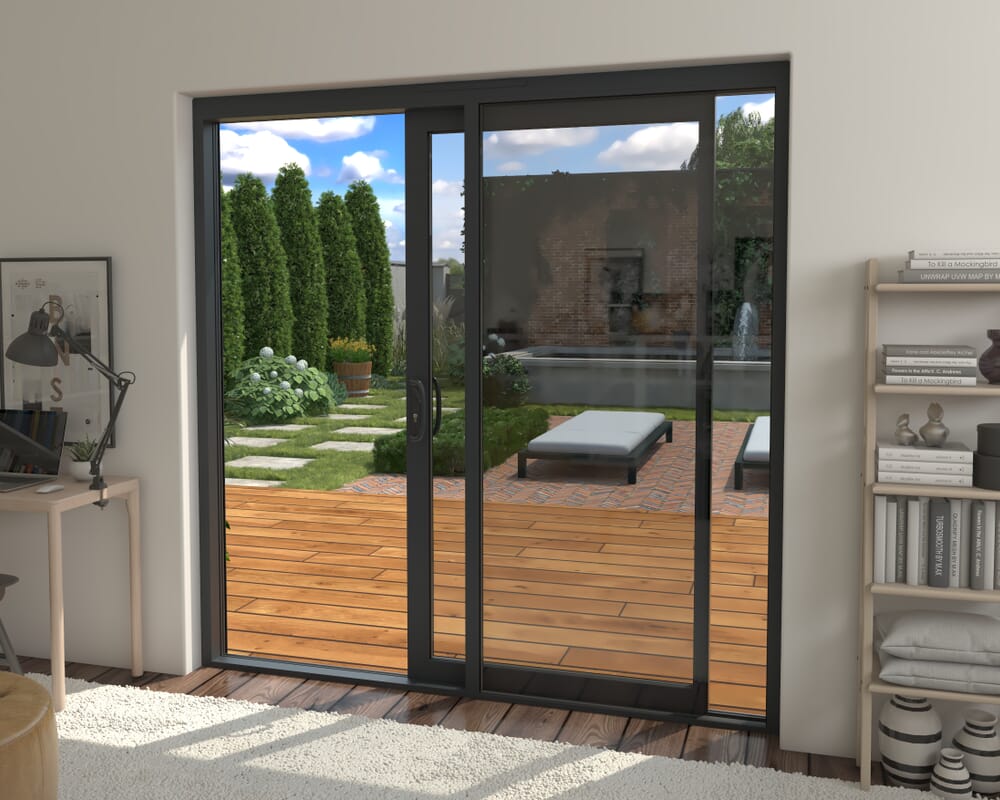 2100mm Supreme Anthracite Grey Aluminium Sliding Doors RH Sliding / LH Fixed