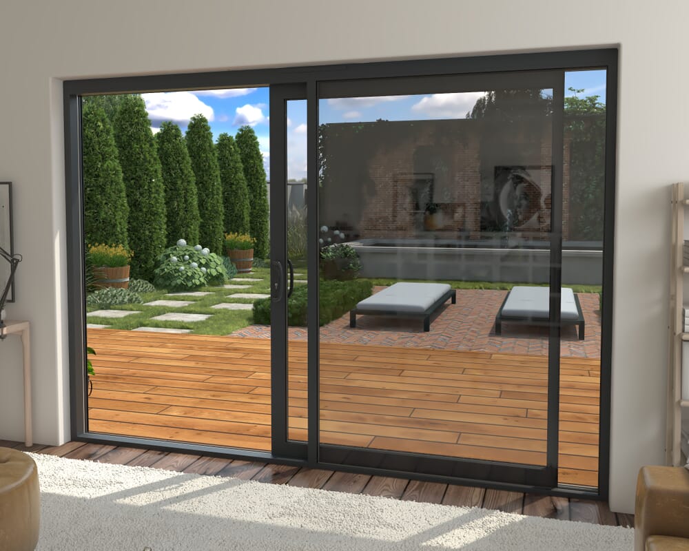3000mm Supreme Anthracite Grey Aluminium Sliding Doors RH Sliding / LH Fixed