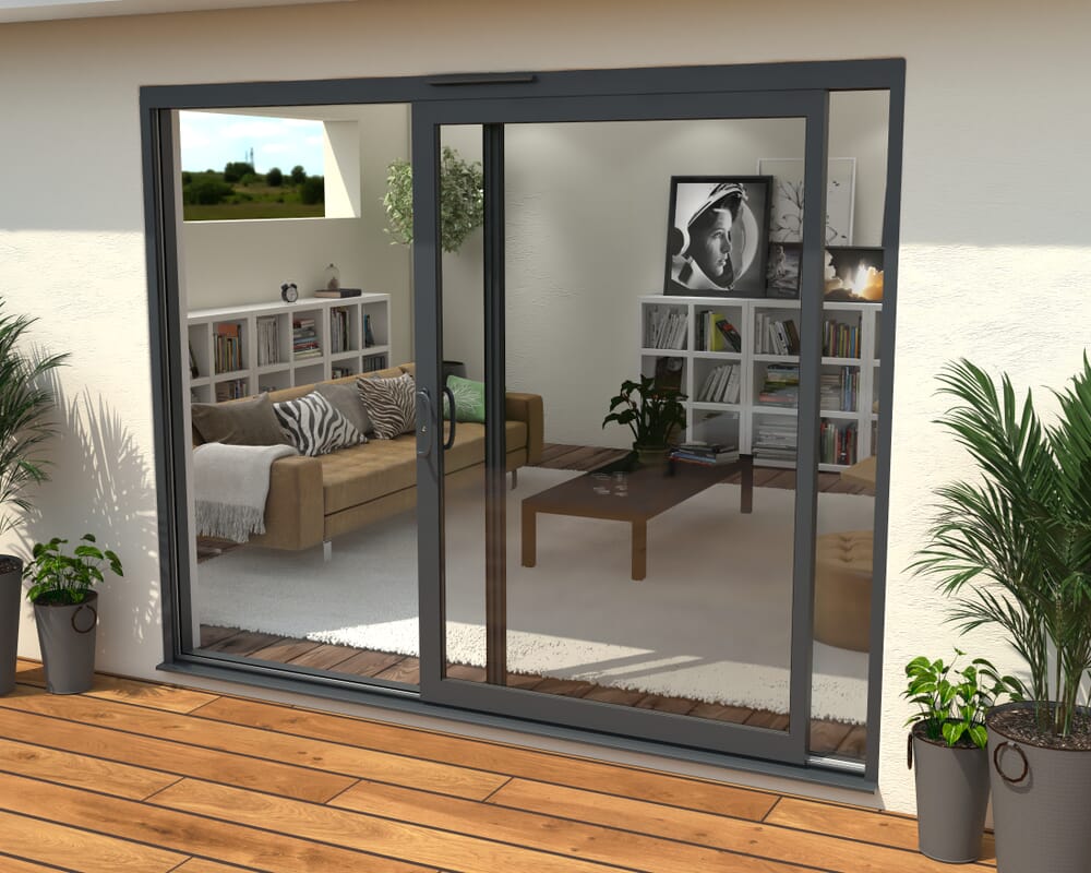 2700mm Supreme Anthracite Grey Aluminium Sliding Doors LH Sliding / RH Fixed