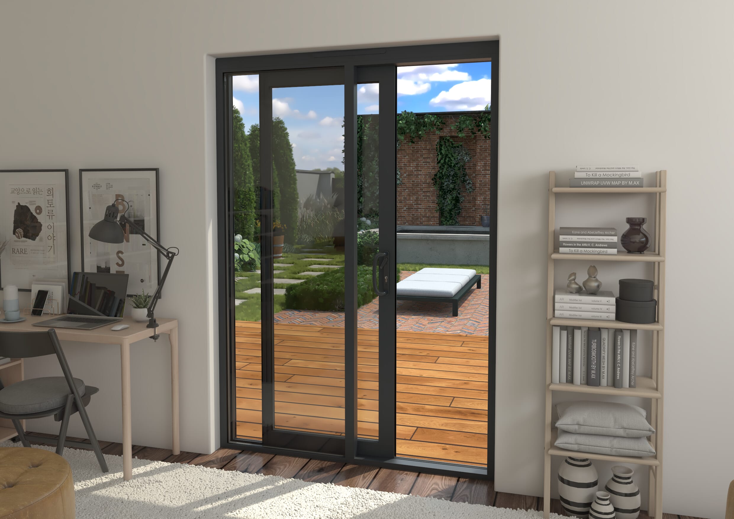 Part Q 1500mm Supreme Anthracite Grey Aluminium Sliding Doors LH Sliding / RH Fixed