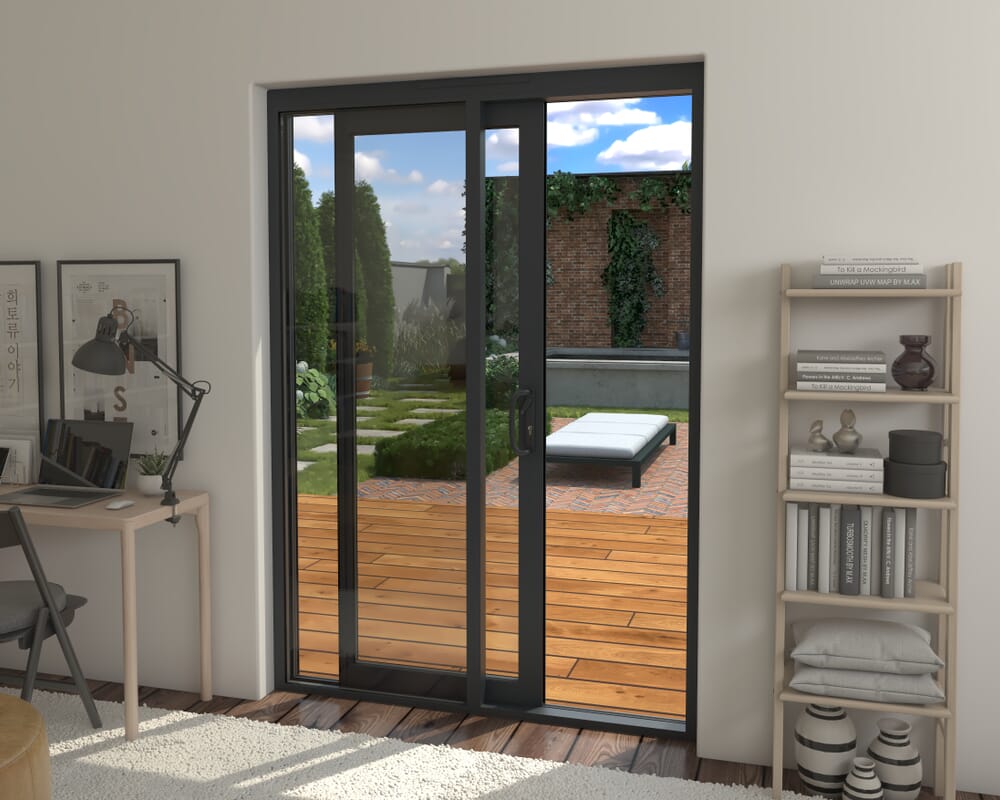 Part Q 1500mm Supreme Anthracite Grey Aluminium Sliding Doors LH Sliding / RH Fixed