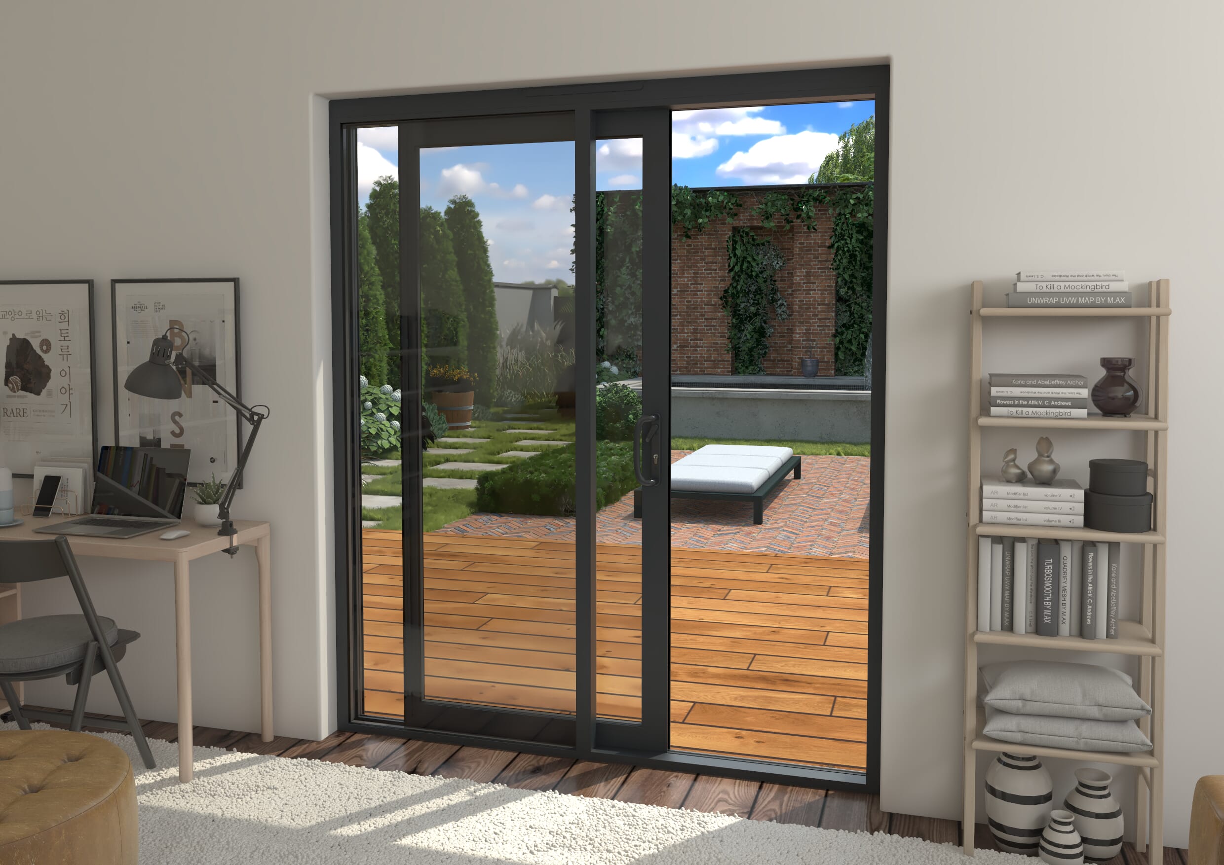 Part Q 1800mm Supreme Anthracite Grey Aluminium Sliding Doors LH Sliding / RH Fixed