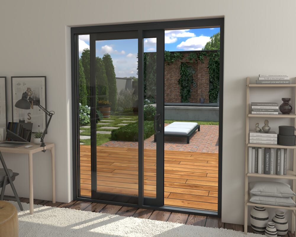 Part Q 1800mm Supreme Anthracite Grey Aluminium Sliding Doors LH Sliding / RH Fixed