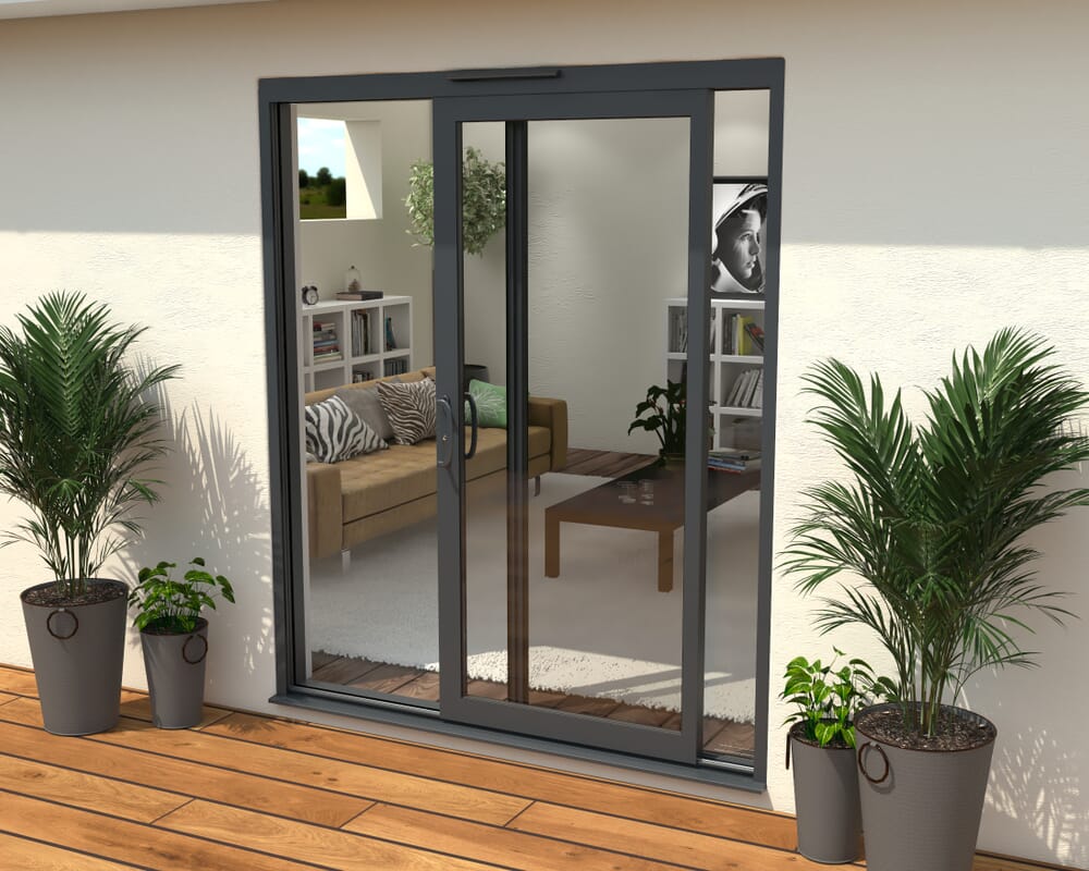 Part Q 1800mm Supreme Anthracite Grey Aluminium Sliding Doors LH Sliding / RH Fixed