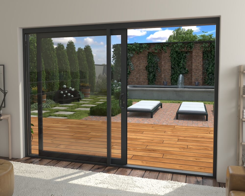 Part Q 3000mm Supreme Anthracite Grey Aluminium Sliding Doors LH Sliding / RH Fixed