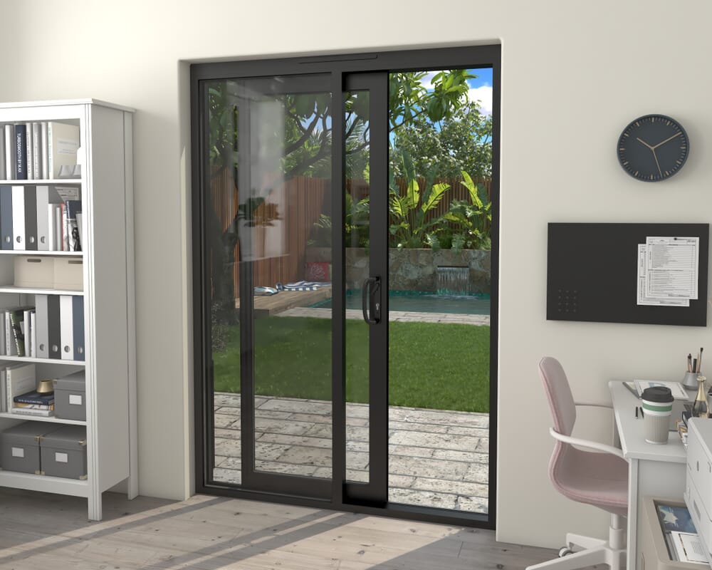 1500mm Supreme Black Aluminium Sliding Doors LH Sliding / RH Fixed