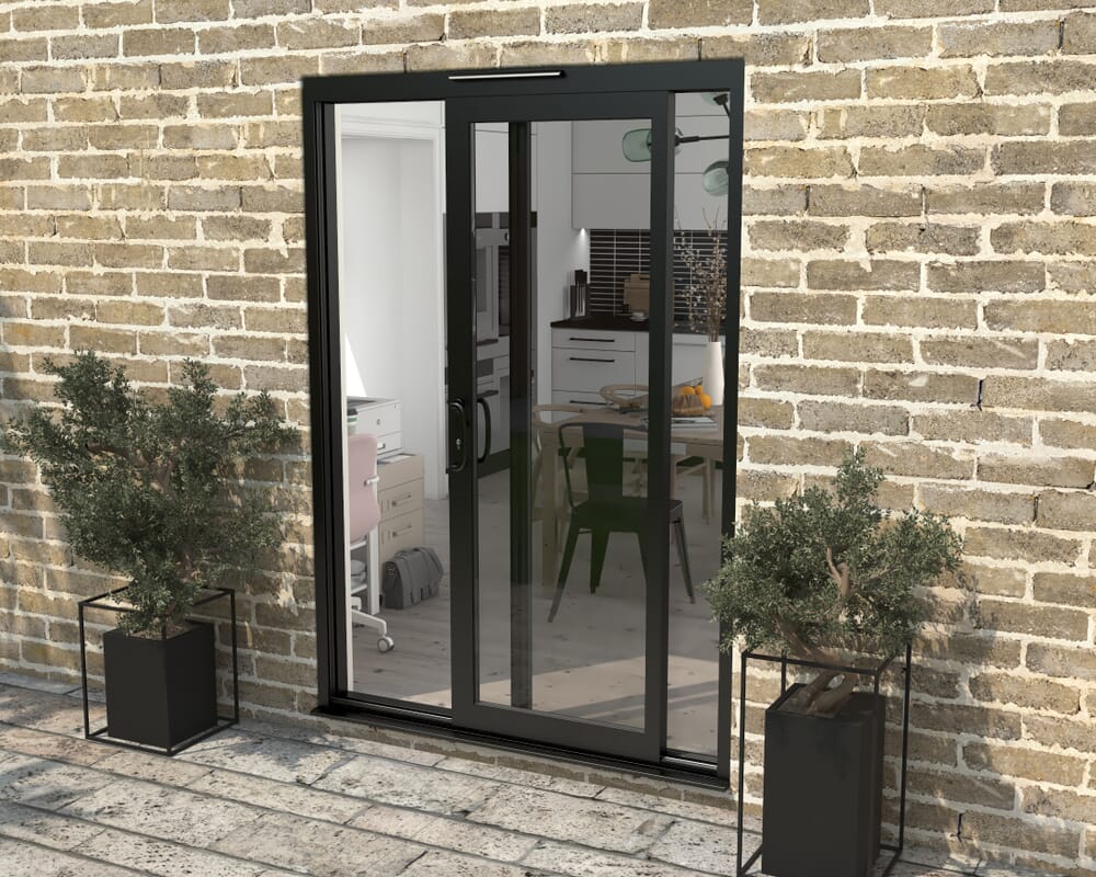 1500mm Supreme Black Aluminium Sliding Doors LH Sliding / RH Fixed