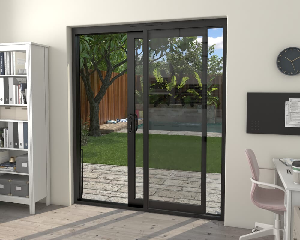 1800mm Supreme Black Aluminium Sliding Doors RH Sliding / LH Fixed