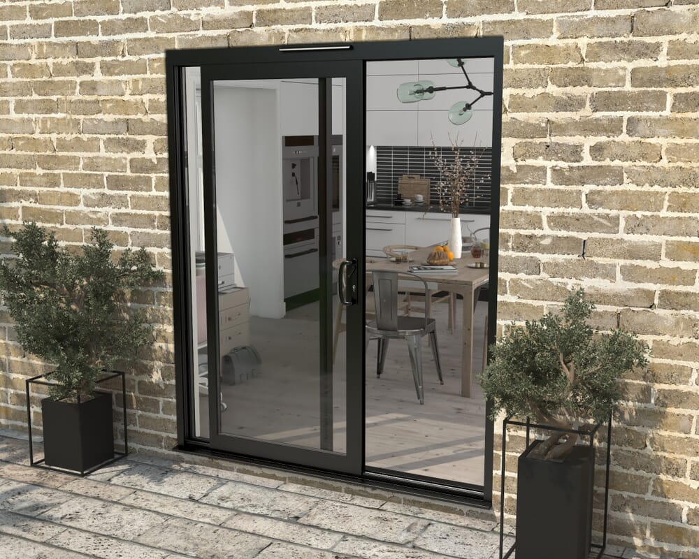 1800mm Supreme Black Aluminium Sliding Doors RH Sliding / LH Fixed