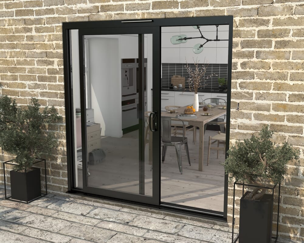 2100mm Supreme Black Aluminium Sliding Doors RH Sliding / LH Fixed