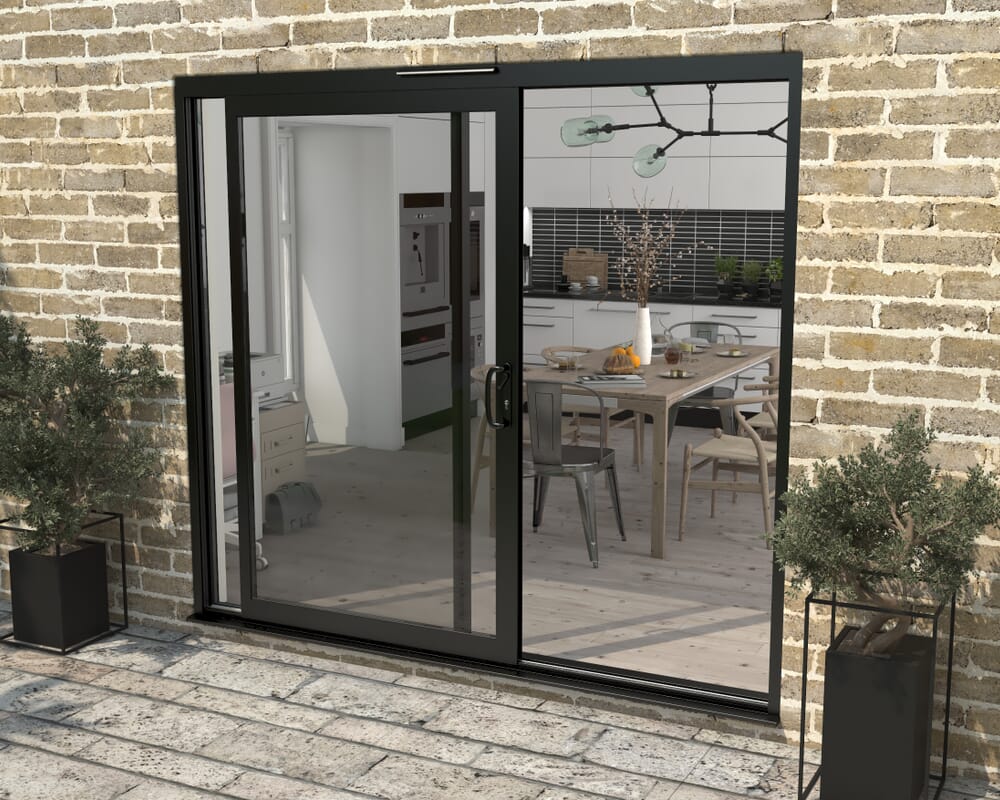 2400mm Supreme Black Aluminium Sliding Doors RH Sliding / LH Fixed