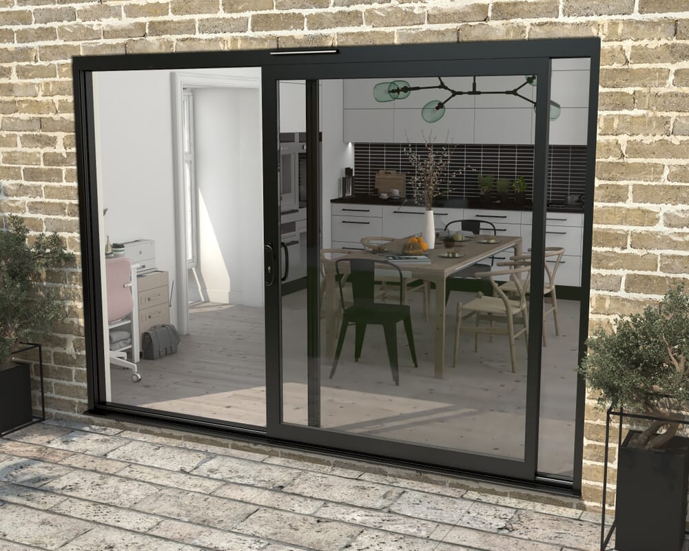 3000mm Supreme Black Aluminium Sliding Doors LH Sliding / RH Fixed