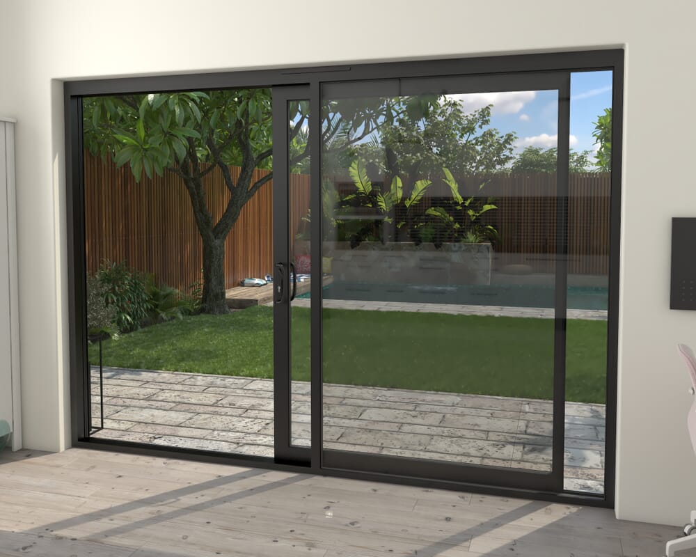 3000mm Supreme Black Aluminium Sliding Doors RH Sliding / LH Fixed