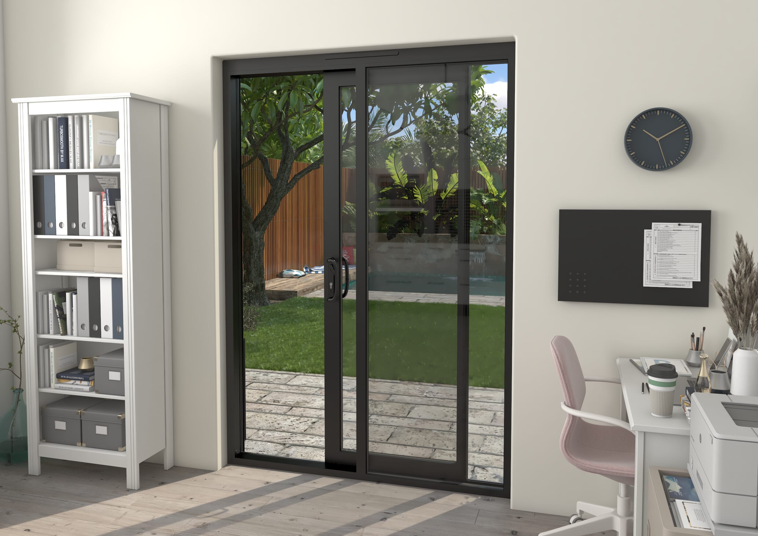 Part Q 1500mm Supreme Black Aluminium Sliding Doors RH Sliding / LH Fixed