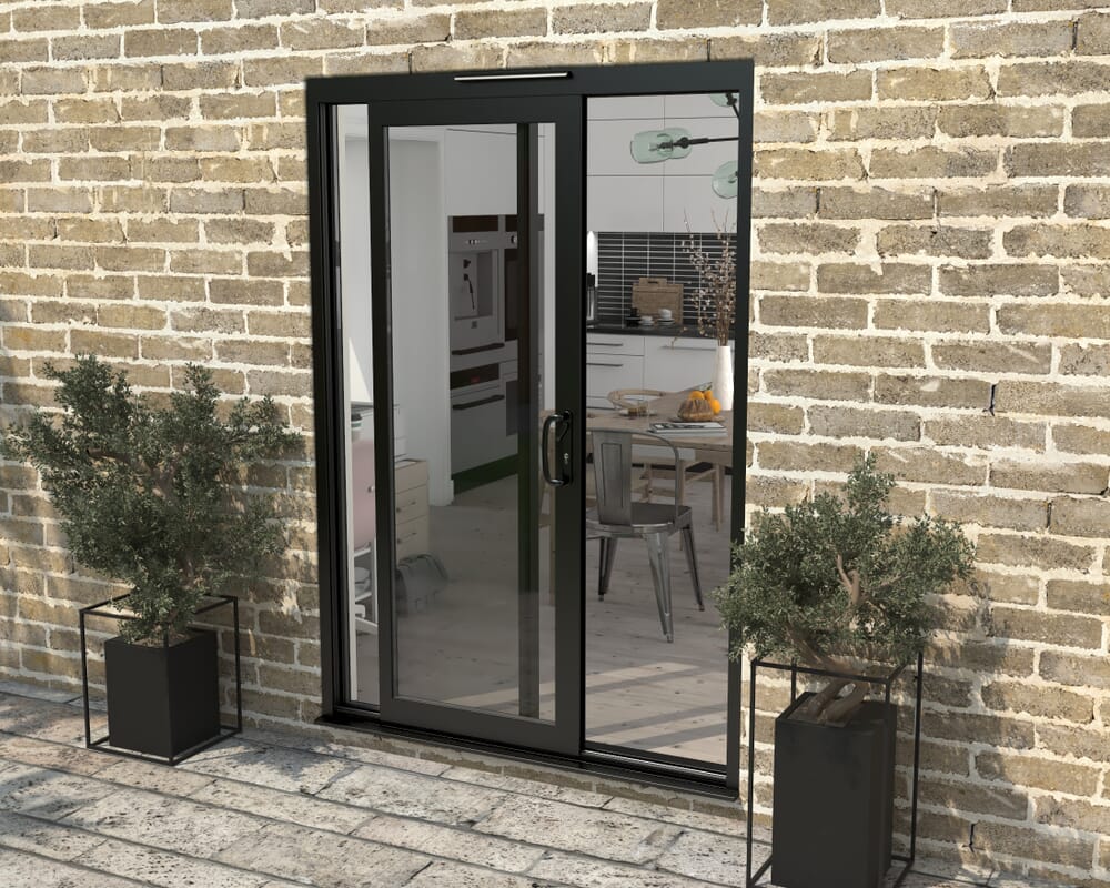Part Q 1500mm Supreme Black Aluminium Sliding Doors RH Sliding / LH Fixed