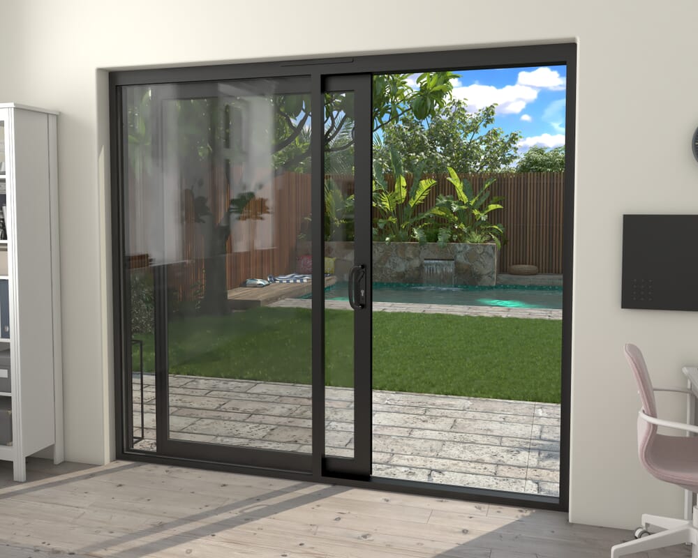 Part Q 2400mm Supreme Black Aluminium Sliding Doors LH Sliding / RH Fixed