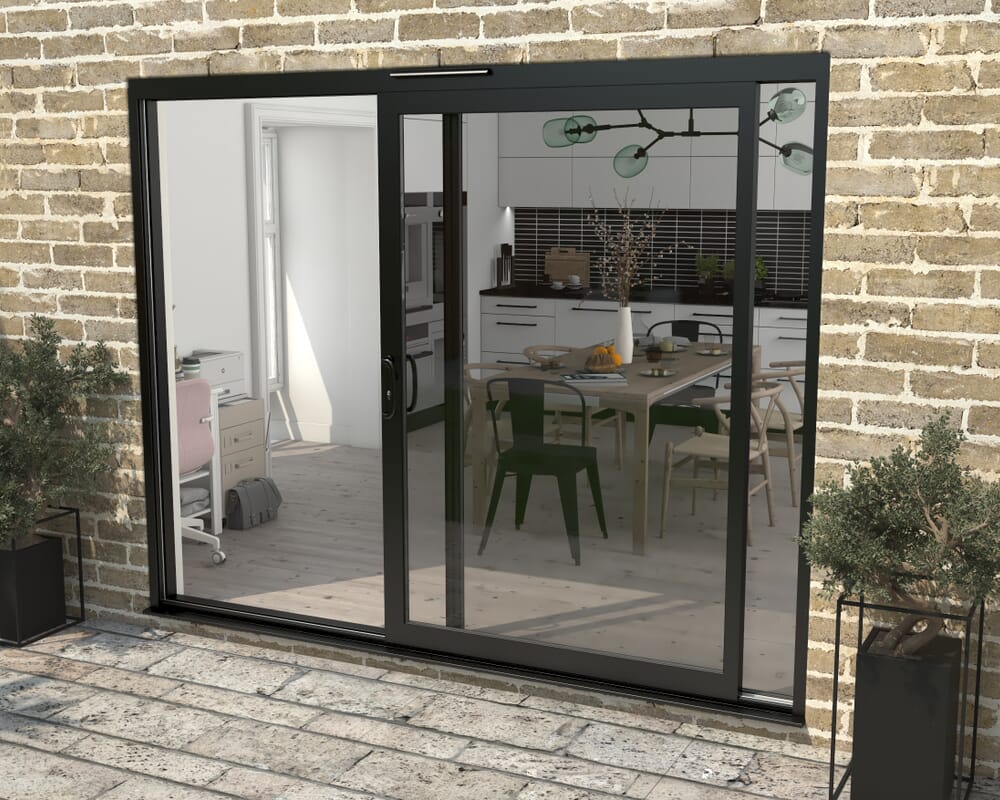 Part Q 2700mm Supreme Black Aluminium Sliding Doors LH Sliding / RH Fixed