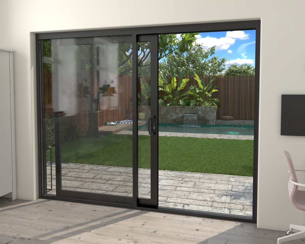 Part Q 2700mm Supreme Black Aluminium Sliding Doors LH Sliding / RH Fixed