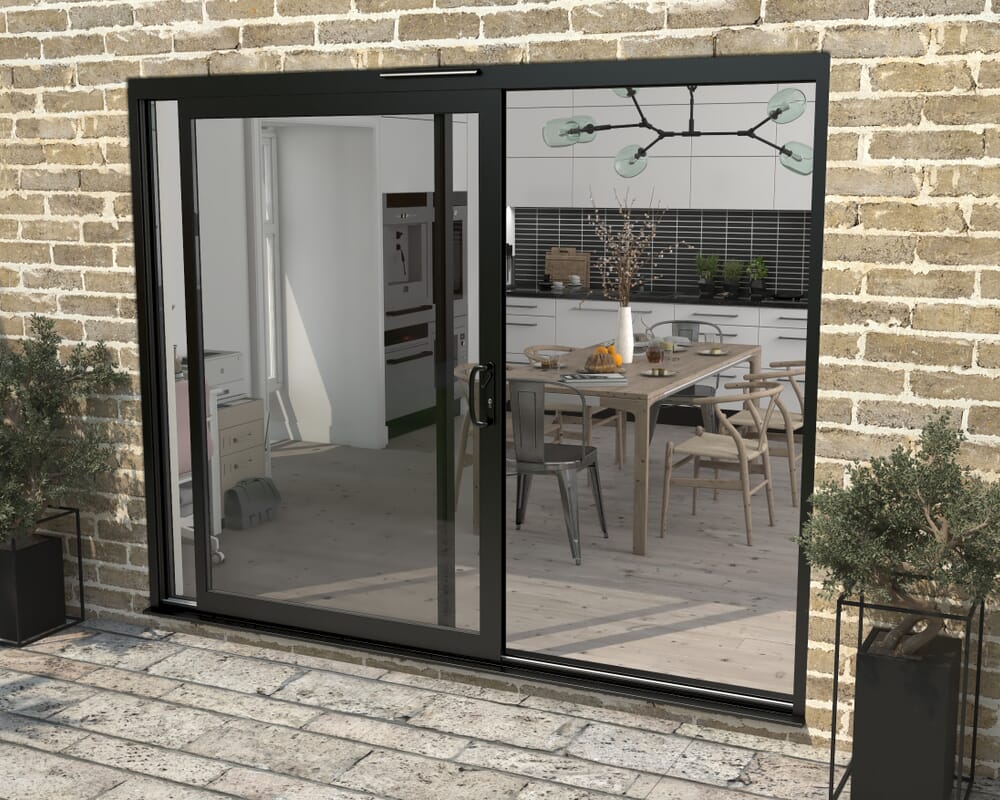 Part Q 2700mm Supreme Black Aluminium Sliding Doors RH Sliding / LH Fixed