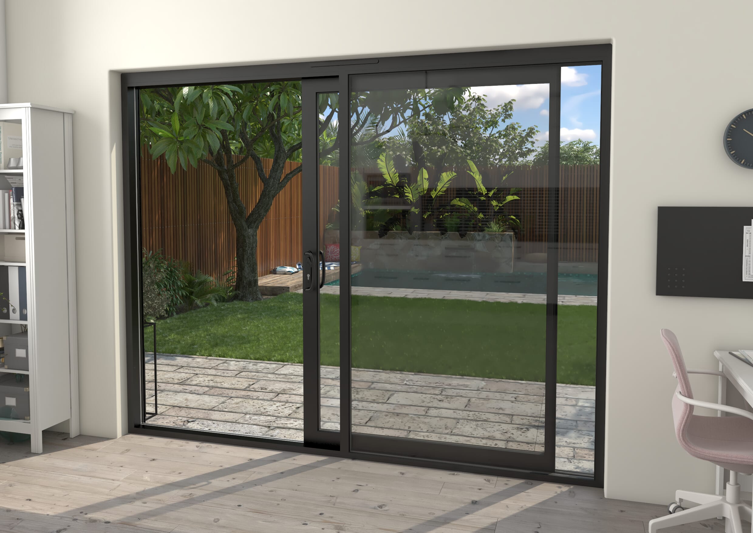 Part Q 2700mm Supreme Black Aluminium Sliding Doors RH Sliding / LH Fixed