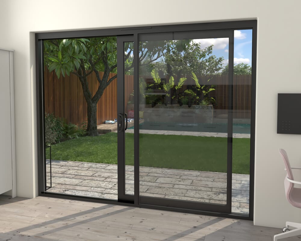 Part Q 2700mm Supreme Black Aluminium Sliding Doors RH Sliding / LH Fixed