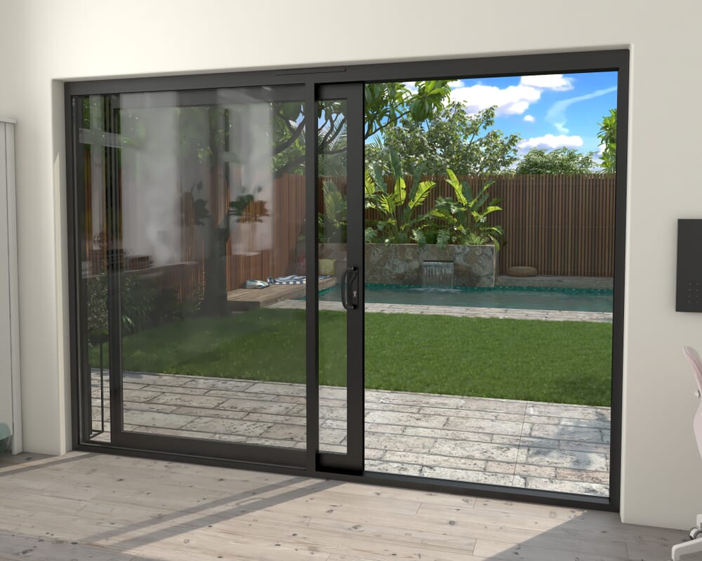 Part Q 3000mm Supreme Black Aluminium Sliding Doors LH Sliding / RH Fixed