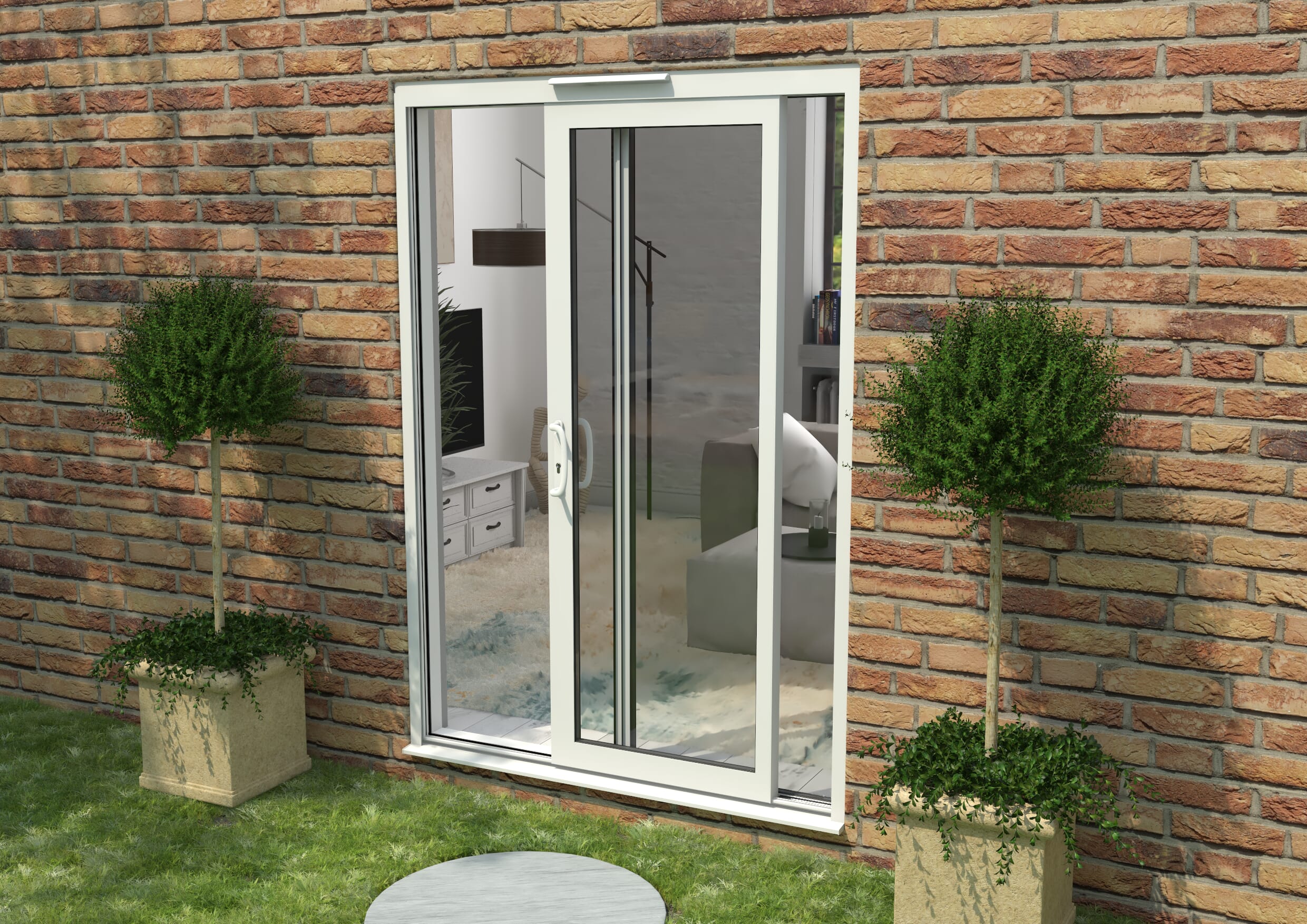 1500mm Supreme White Aluminium Sliding Doors LH Sliding / RH Fixed