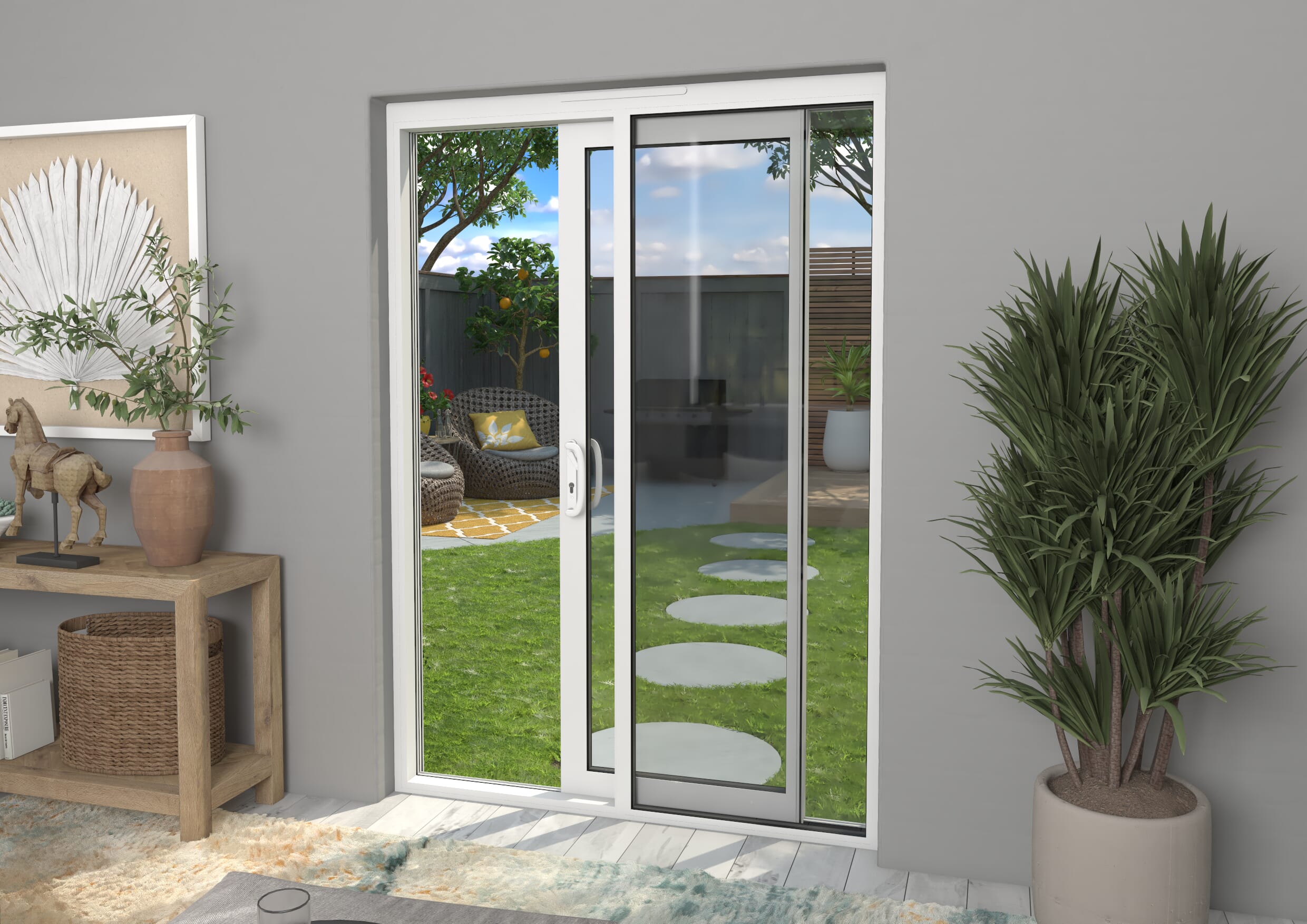 1500mm Supreme White Aluminium Sliding Doors RH Sliding / LH Fixed